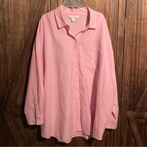 Old Navy Women's Light Pink Button-Up Shirt, Boyfriend Shirt, 2X